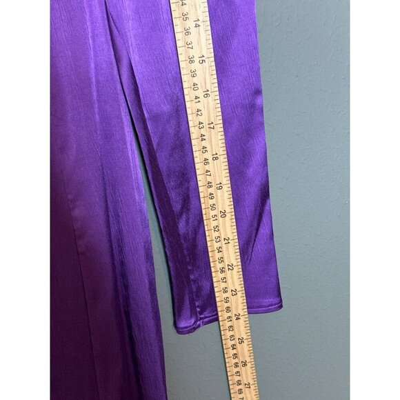 ZARA Women's Large Lilac Purple Gathered Ruched Satin Effect Mini Dress - Picture 8 of 12